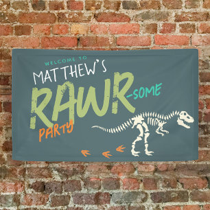 Boys Cute Dinosaur Dig Kids Birthday Welcome Sign