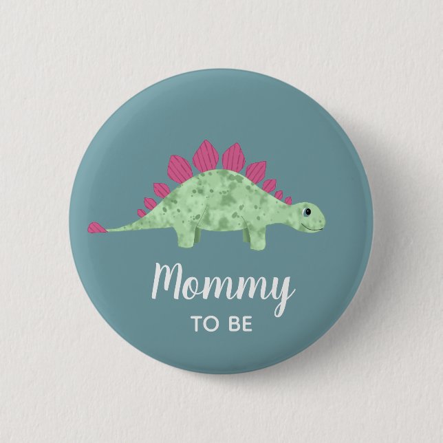 Boys Cute Dinosaur Mummy to Be Baby Shower 6 Cm Round Badge (Front)