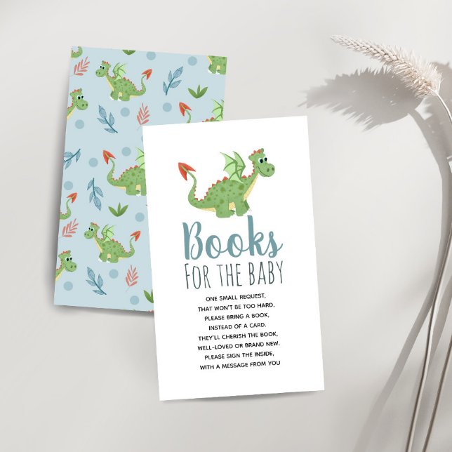 Boys Cute Dragon Baby Shower Books Enclosure Card (Creator Uploaded)