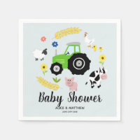 Boys Cute Farm Animals Tractor Baby Shower