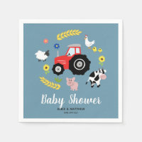 Boys Cute Farm Animals Tractor Cartoon Baby Shower