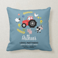 Boys Cute Farm Tractor Birth Stats Kids Nursery
