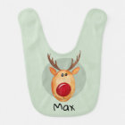 Boys Cute First Christmas Rudolph Reindeer & Name