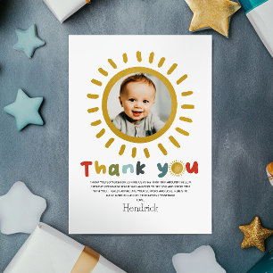 Boys Cute First Trip Around The Sun Photo Thank You Card
