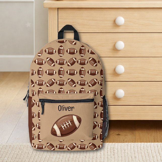 Boy's Cute Football Sports Pattern Printed Backpack (Creator Uploaded)