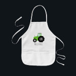 Boys Cute Green Farm Tractor with Name  Kids Apron<br><div class="desc">This cool and cute kids apron design features a green farm tractor cartoon and can be personalised with your boy's name. The perfect gift for tractor-loving children!</div>