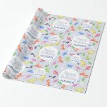 Boys Cute Happy Birthday Dinosaurs Kids Wrapping Paper<br><div class="desc">This cute custom floral kids wrapping paper features a blue watercolor flower pattern and space for you to add you boy's name in cool typography. The perfect way to wish someone special Happy Birthday!</div>