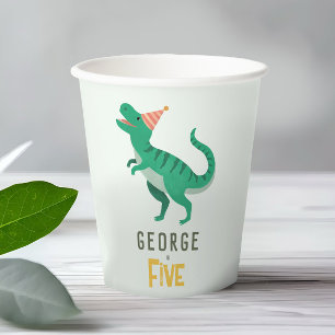 Boys Cute Jungle Dinosaur T-Rex Kids Birthday Paper Cups