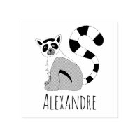 Boys Cute Jungle Lemur & Name School Bookplate