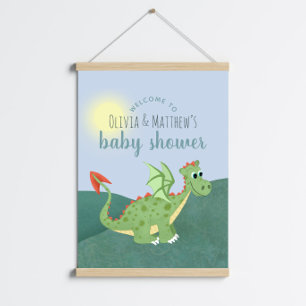 Boys Cute Magical Dragon Baby Shower Welcome Sign