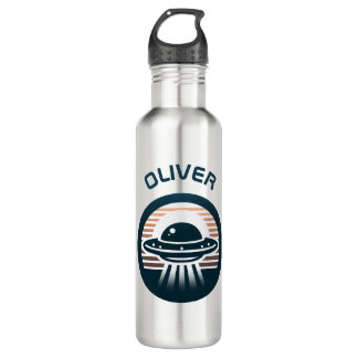 Boys' Cute Minimalist UFO at Sunset 710 Ml Water Bottle