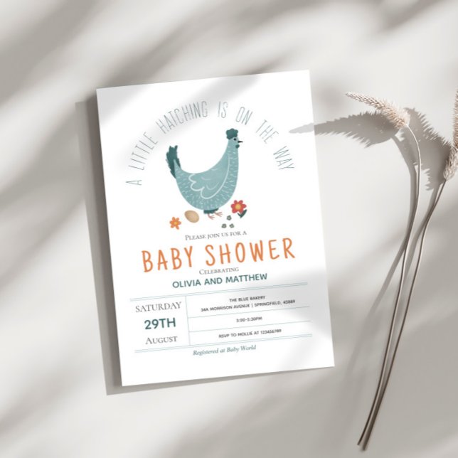 Boys Cute Modern Farm Chicken Baby Shower Invitation (Creator Uploaded)