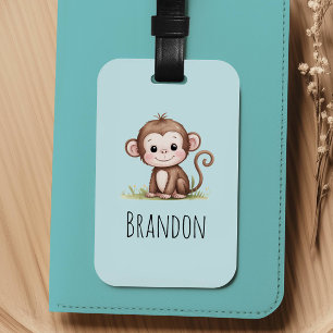 Boys Cute Monkey Kids Luggage Tag