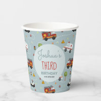 Boys Cute Police Car Fire Engine Birthday Kids