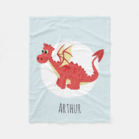 Boys Cute Red Welsh Dragon Cartoon with Name Kids