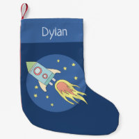 Boys Cute Rocket Ship Space and Name