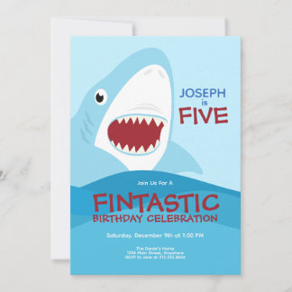 Boy's Cute Shark Birthday Invitation