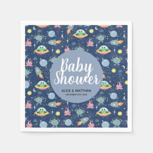 Boys Cute Space Alien Pattern Baby Shower Napkins