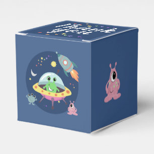Boys Cute Space Alien Rocket Baby Shower Favour Box