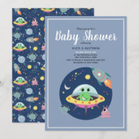 Boys Cute Space Alien Rocket Ship Baby Shower
