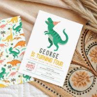 Boys Cute T Rex Dinosaur Kids 4th Birthday