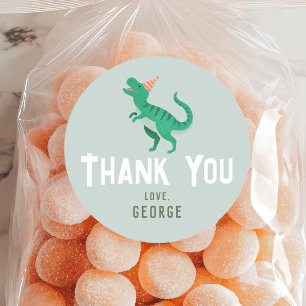 Boys Cute T-Rex Dinosaur Kids Birthday Favor Classic Round Sticker