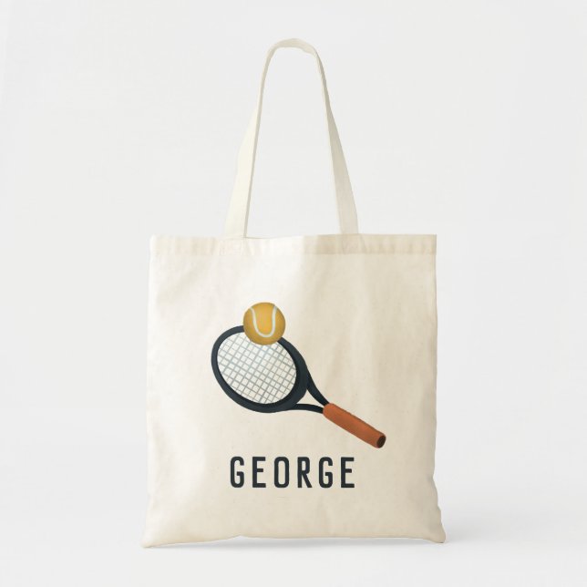 Boys Cute Tennis Sports Kids School Tote Bag (Front)