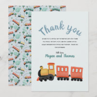 Boys Cute Train Travel Thank You