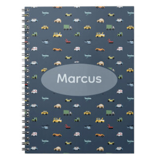 Boys Cute Transport Car Pattern monogram Kids Notebook