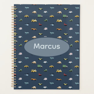 Boys Cute Transport Car Pattern monogram Kids Planner