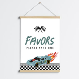 Boys Cute Two Fast 2nd Birthday Cars Favour Sign