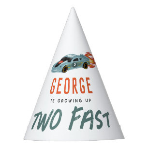 Boys Cute Two Fast 2nd Birthday Racing Car Party Hat