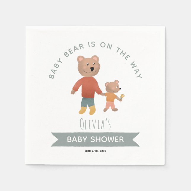 Boys Cute Woodland Forest Baby Bear Napkin (Front)