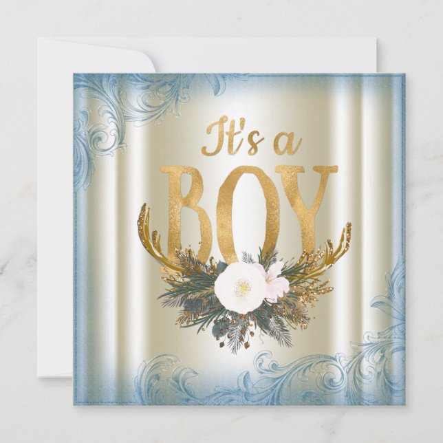 Boys Deer Antler Baby Shower Invitation (Front)