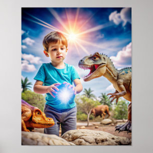 Boy's Dinosaur Adventure – Outdoor Exploration  Poster
