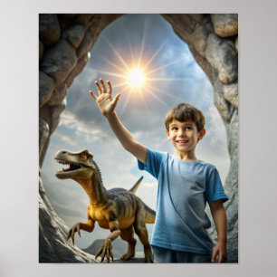 Boy's Dinosaur Adventure – Outdoor Exploration  Poster