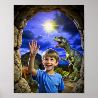 Boy's Dinosaur Adventure – Outdoor Exploration Poster