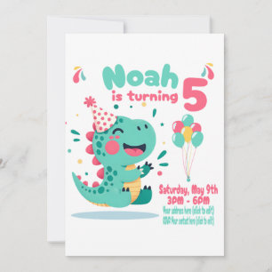 Boys Dinosaur Birthday Invitation Editable