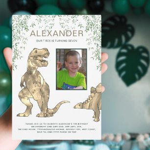 Boys Dinosaur Birthday Party with Photo Invitation