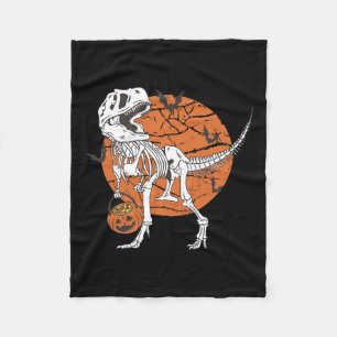 Boys Dinosaur Skeleton T Rex Scary Pumpkin Moon Fleece Blanket