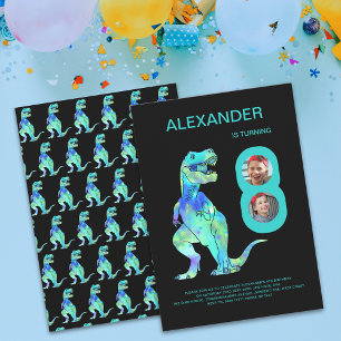 Boys Dinosaur T-Rex 8th Birthday Party  Invitation