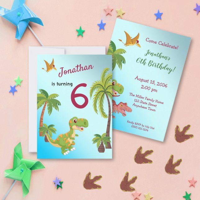 Boys Dinosaur T-Rex Jungle Birthday Invitation (Creator Uploaded)