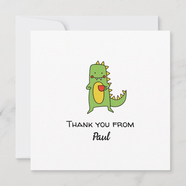Boys Dinosaur Thank You Card – Editable Party  (Front)