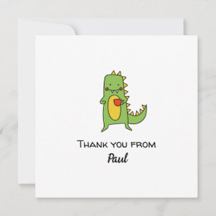 boys dinosaur thank you sticker party favour card