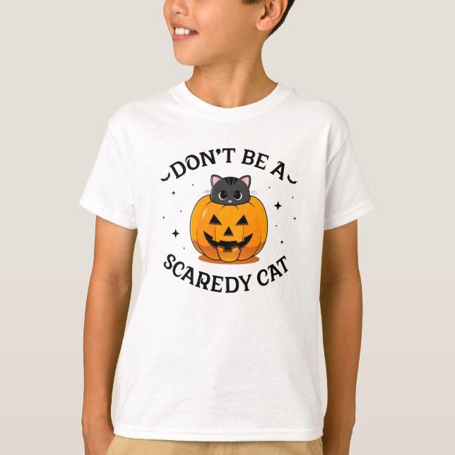 Boy's Don’t Be a Scaredy Cat / White T-Shirt (Front)