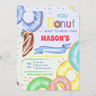 Boys Doughnuts Birthday Party Invitation