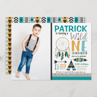 Boys Dreamcatcher Wild ONE 1st Birthday Invitation