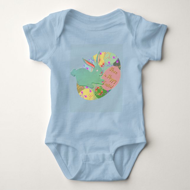 Boy's Easter Bunny Eggs T-Shirt Baby Bodysuit (Front)
