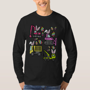 Boys Easter Day Crane Truck Construction Egg Hunt T-Shirt