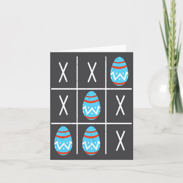 Boys Easter Eggs Tic Tac Toe Xo Xo 2023 Easter  Card (Front)